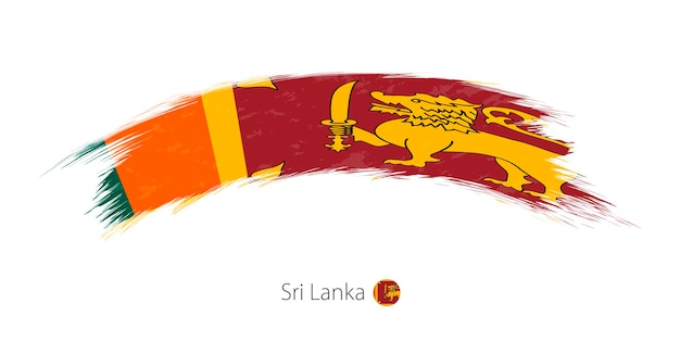 Bandera de sri lanka en un trazo de pincel redondeado. ilustración vectorial