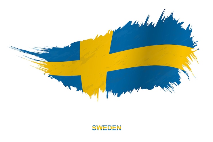 Vector bandera de suecia en estilo grunge con efecto de ondulación, bandera de trazo de pincel grunge vector.