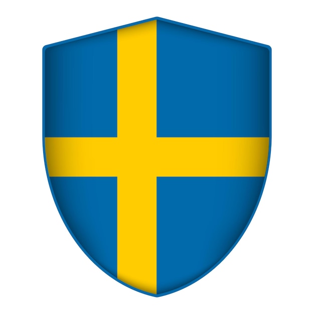 Bandera de Suecia en forma de escudo Ilustración vectorial