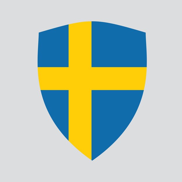 Bandera de Suecia en marco en forma de escudo
