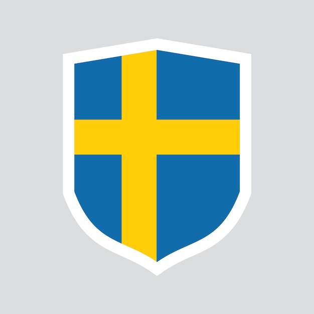 Bandera de Suecia en marco en forma de escudo