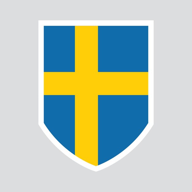 Bandera de Suecia en marco en forma de escudo