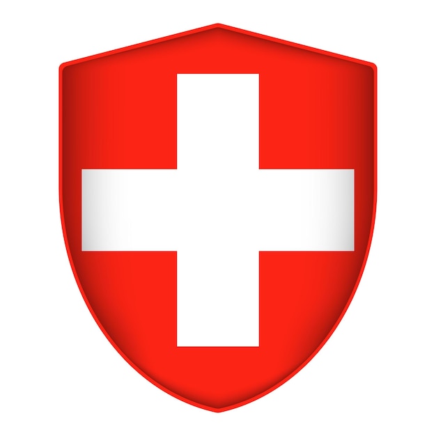 Bandera de Suiza en forma de escudo Ilustración vectorial