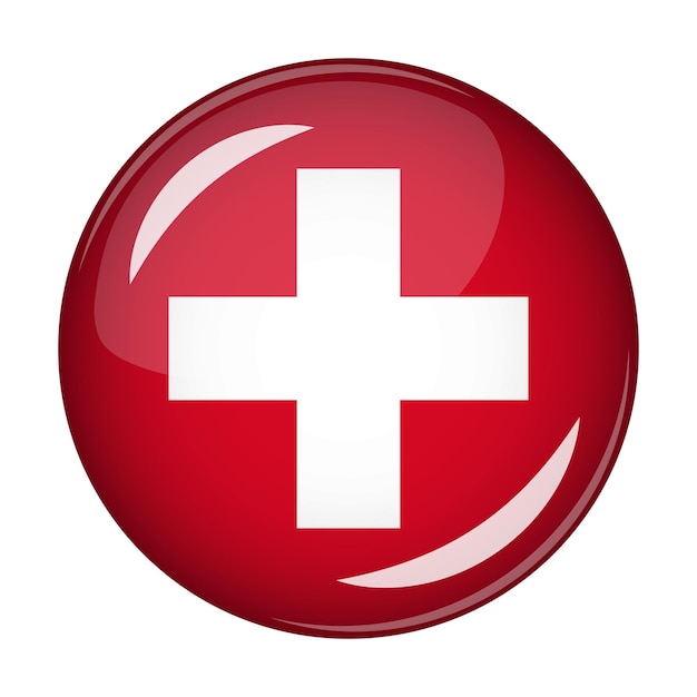 Bandera de Suiza en forma de un icono de forma redonda Concepto abstracto La bandera nacional