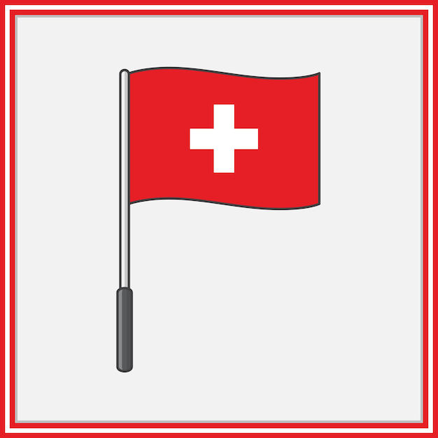 Bandera de Suiza Ilustración vectorial de dibujos animados Bandera de Suiza Icono plano Contorno