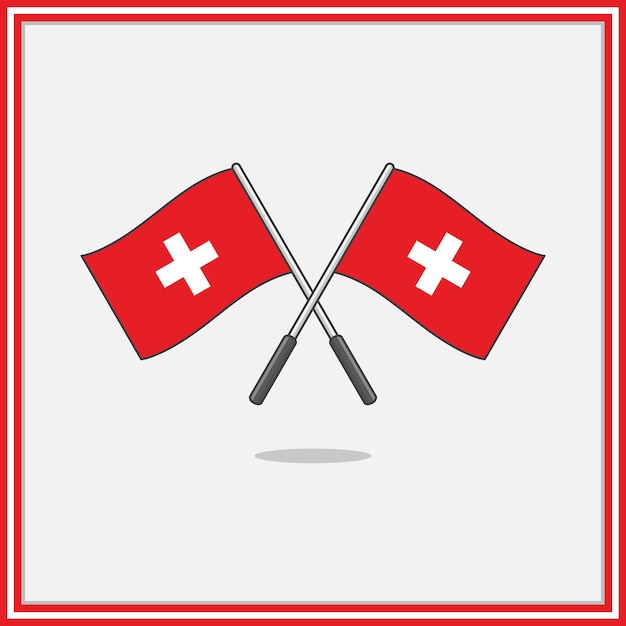 Bandera de Suiza Ilustración vectorial de dibujos animados Esquema de icono plano de bandera de Suiza