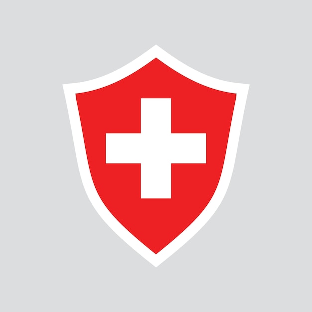 Bandera de Suiza en marco en forma de escudo