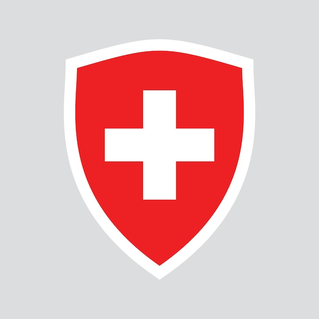 Bandera de Suiza en marco en forma de escudo