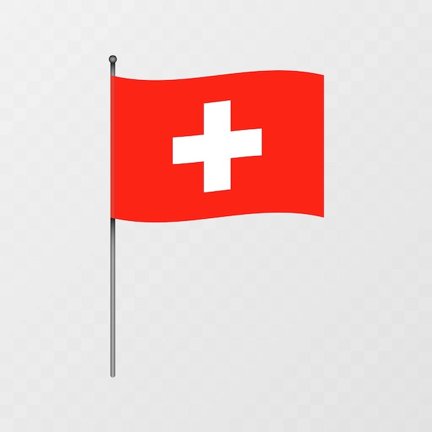 Bandera suiza en el mástil Ilustración vectorial