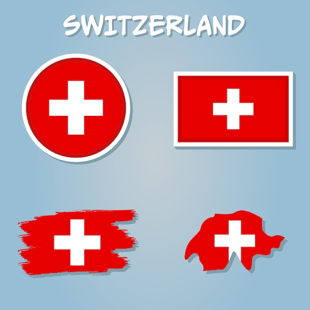 Vector bandera de suiza nacional europa emblema mapa icono ilustración vectorial elemento de diseño abstracto