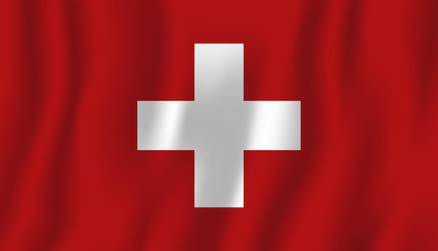 Una bandera suiza ondea en el viento