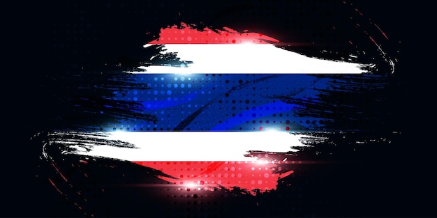 Vector bandera de tailandia en estilo de pintura de pincel con efecto de medio tono y brillo bandera nacional de tailàndia