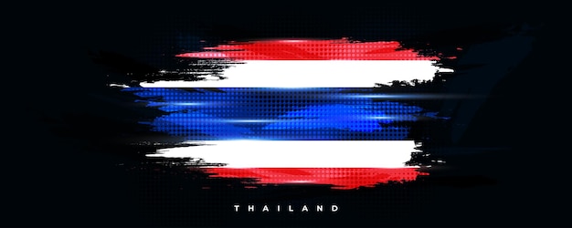 Bandera de tailandia en estilo de pintura de pincel con efecto de medio tono y brillo bandera nacional de tailàndia