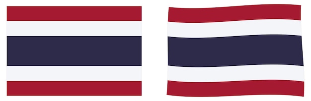 Bandera de Tailandia. Versión simple y ligeramente ondulada.