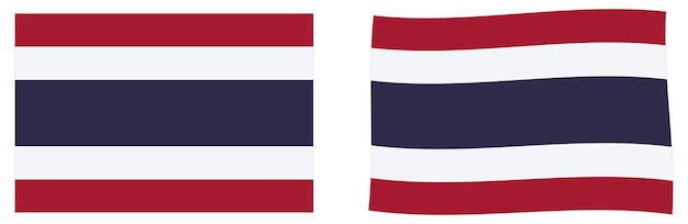 Vector bandera de tailandia. versión simple y ligeramente ondulada.