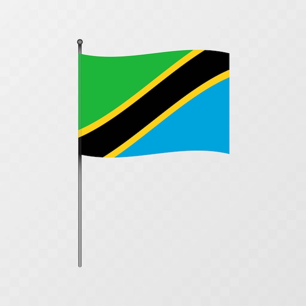 La bandera de Tanzania en el mástil Ilustración vectorial