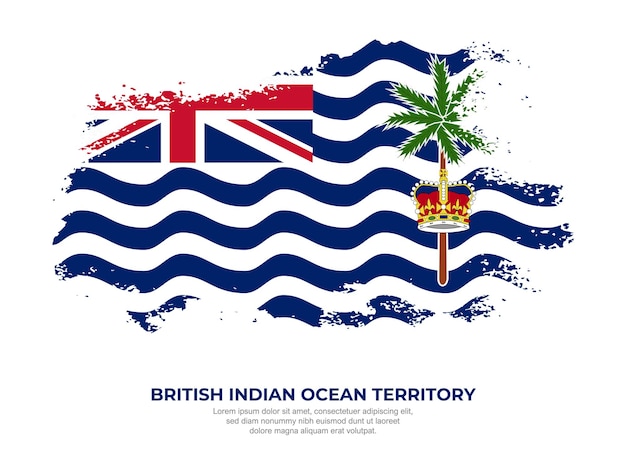 Bandera del Territorio Británico del Océano Índico de estilo grunge vintage con efecto de pincel en fondo sólido