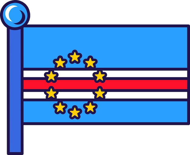 Bandera de la tierra de la república de cabo verde en vector de asta de bandera