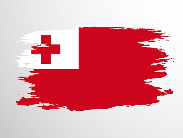 Bandera de Tonga dibujada a mano con un pincel