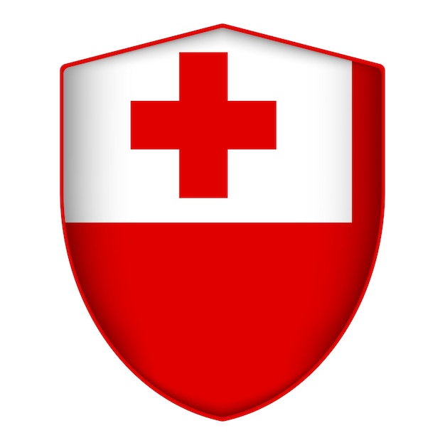 Bandera de Tonga en forma de escudo Ilustración vectorial