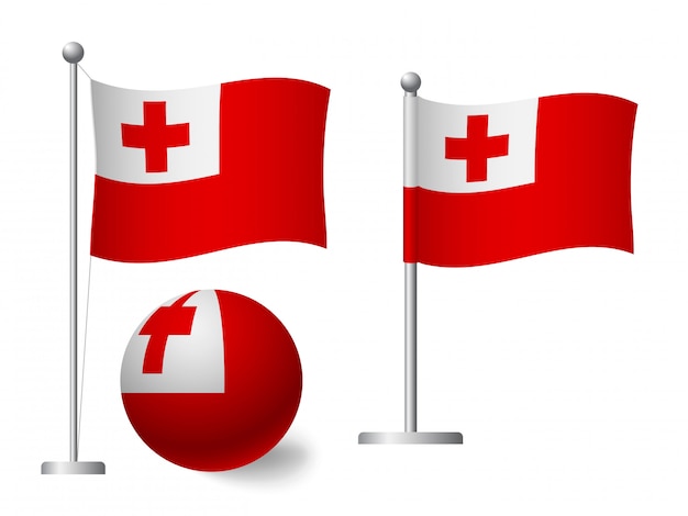 Bandera de Tonga en icono de poste y bola