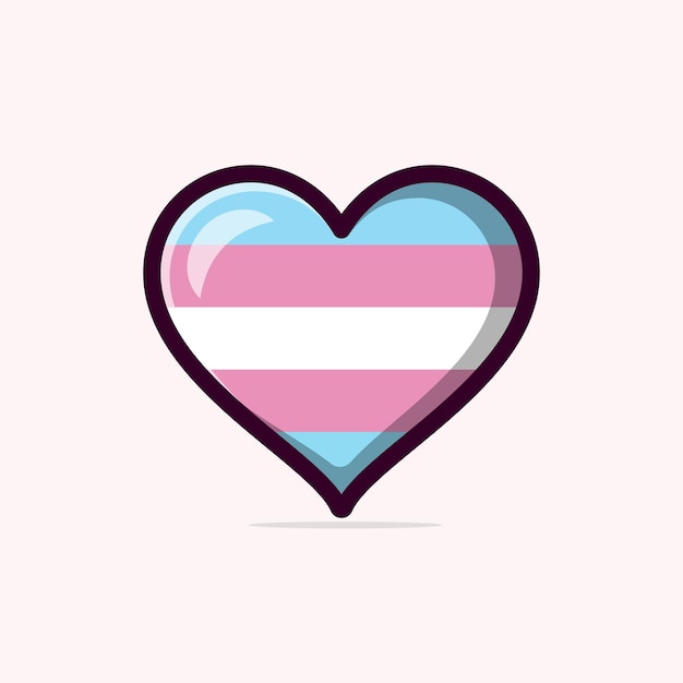 Bandera trans en la ilustración de vector de forma de corazón