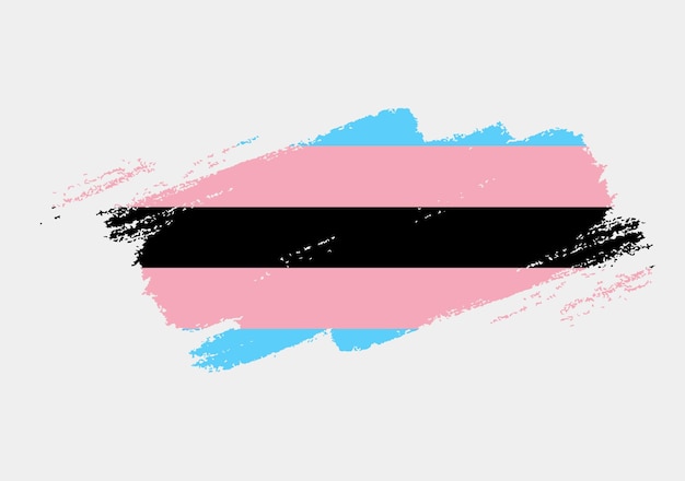 Bandera trans negra pintada con pincel sobre fondo blanco Concepto de derechos LGBT