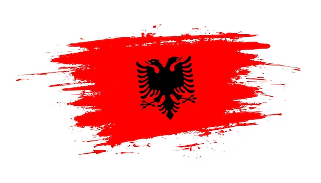 Bandera de trazo de pincel dibujada a mano creativa de la ilustración de vector de país de Albania