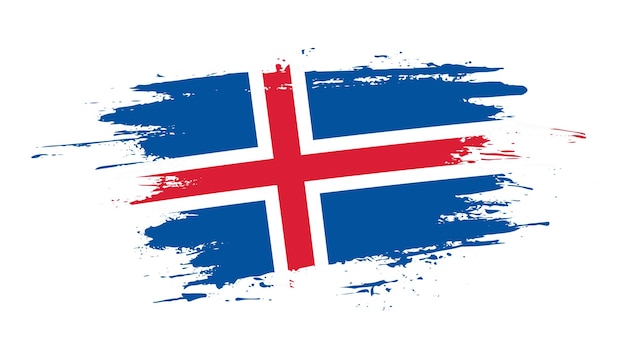 Bandera de trazo de pincel dibujada a mano creativa de la ilustración de vector de país de Islandia