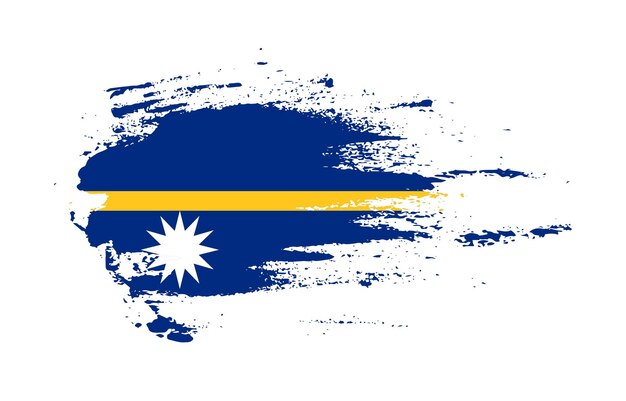 Vector bandera de trazo de pincel grunge de nauru con efecto de salpicadura de pincel pintado sobre fondo sólido