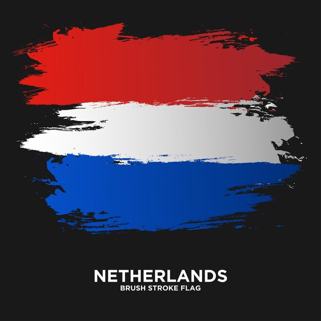 Bandera de trazo de pincel de Países Bajos Bandera de trazo de pincel de Holanda Ilustración de vector de bandera de pincel