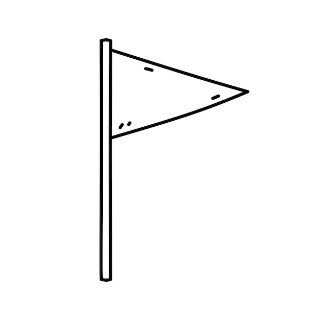 Bandera triangular aislada sobre fondo blanco ilustración de garabato dibujada a mano