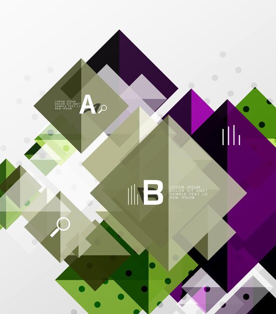 Bandera de triángulos y cuadrados de colores para infografías
