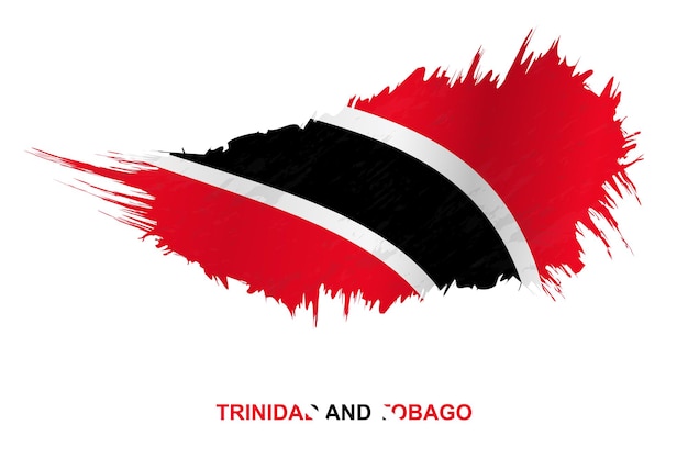 Bandera de Trinidad y Tobago en estilo grunge con efecto de ondulación, bandera de trazo de pincel grunge vector.