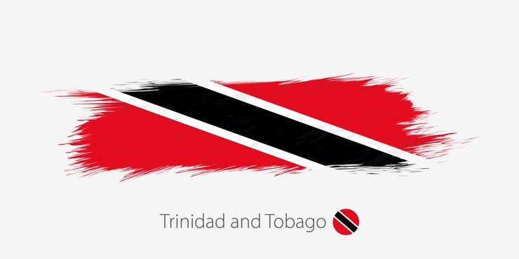 Vector bandera de trinidad y tobago grunge trazo de pincel abstracto sobre fondo gris