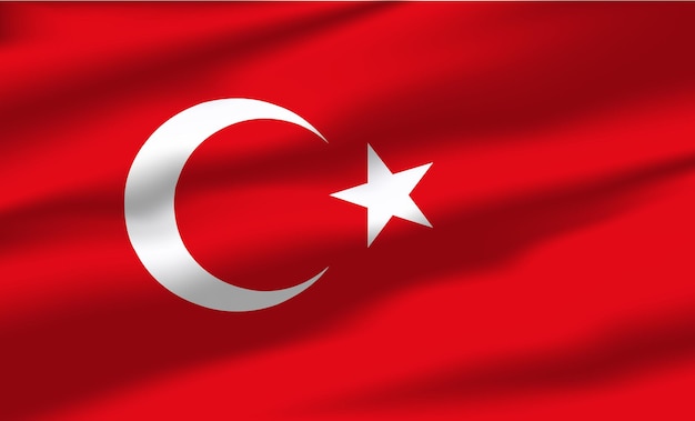 Bandera de Turkiye vectorial ondeando banderas que fluyen realistas turquía