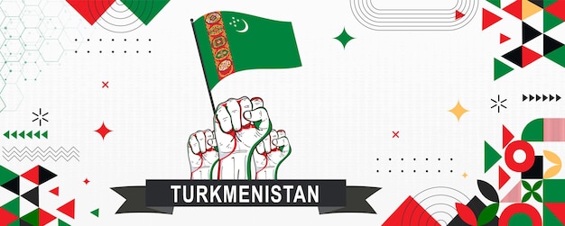 Bandera de Turkmenistán día de la independencia geométrica Banner web del país resumen corporativo hacia atrás