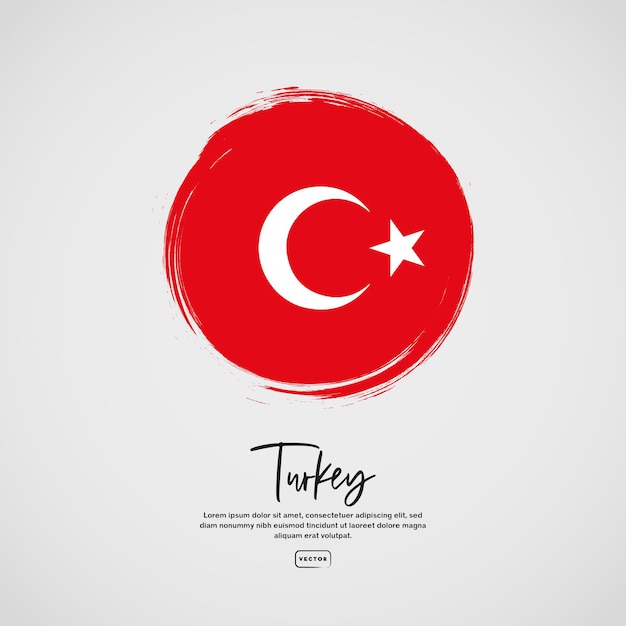 Bandera de turquía con efecto de trazo de pincel y texto