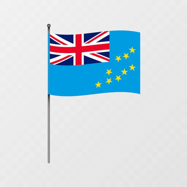 La bandera de Tuvalu en el mástil Ilustración vectorial