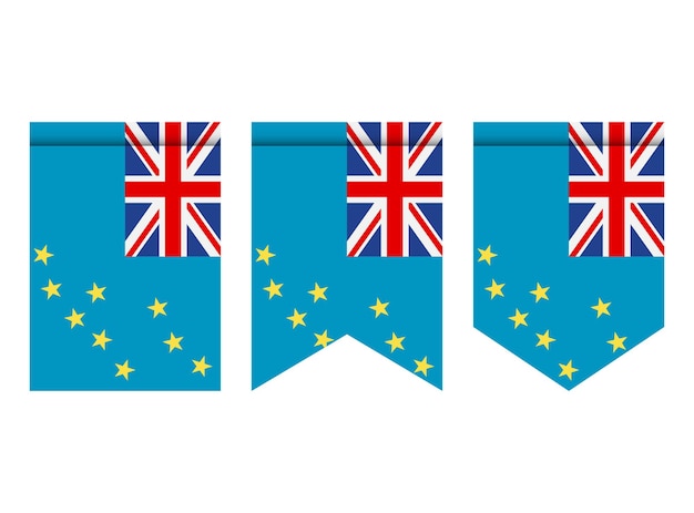 Bandera de Tuvalu o banderín aislado sobre fondo blanco. Icono de la bandera del banderín.