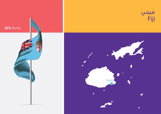 Bandera de Tuvalu sobre fondo blanco con mapa