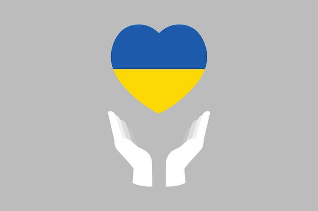 bandera de Ucrania con forma de corazón y manos Bandera de Ucrania Bandera de Ucraína vector símbolo de la bandera ucraniana