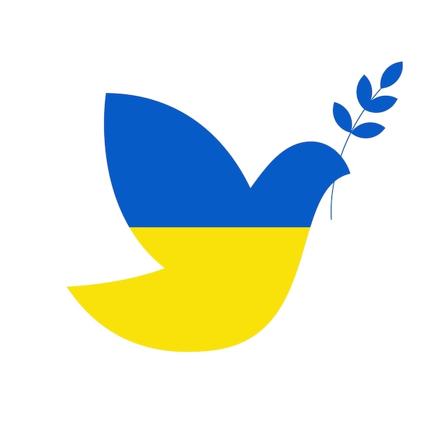 Bandera de ucrania en forma de paloma de la paz concepto de paz en ucrania