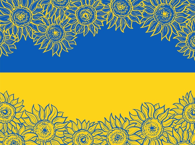 Bandera de Ucrania con girasoles azules y amarillos