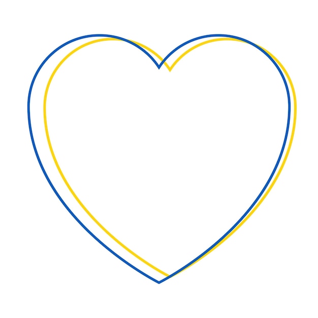 Bandera Ucrania ilustración vectorial aislada Corazón azul y color amarillo Detener la guerra