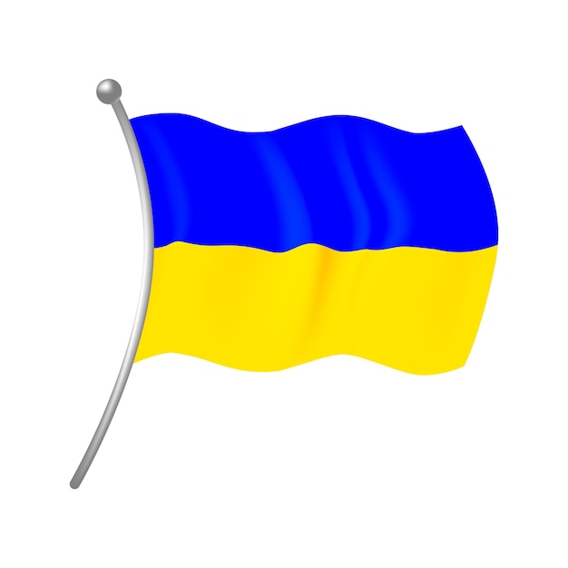 bandera ucraniana sobre un fondo blanco