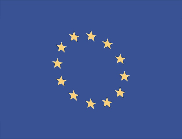 Bandera de la unión europea y países estrella símbolo plano vector ilustración.