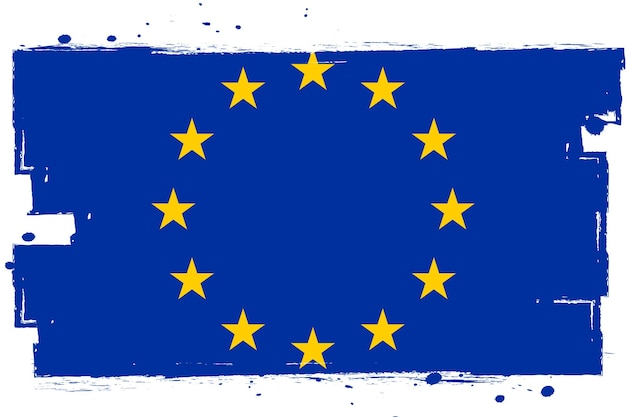 Vector bandera de la unión europea con pincel grunge