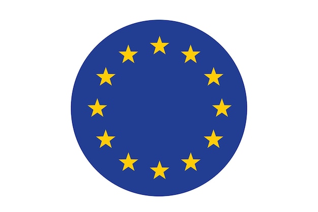 Vector bandera de la unión europea símbolo de la ue icono redondo banner ilustración vectorial