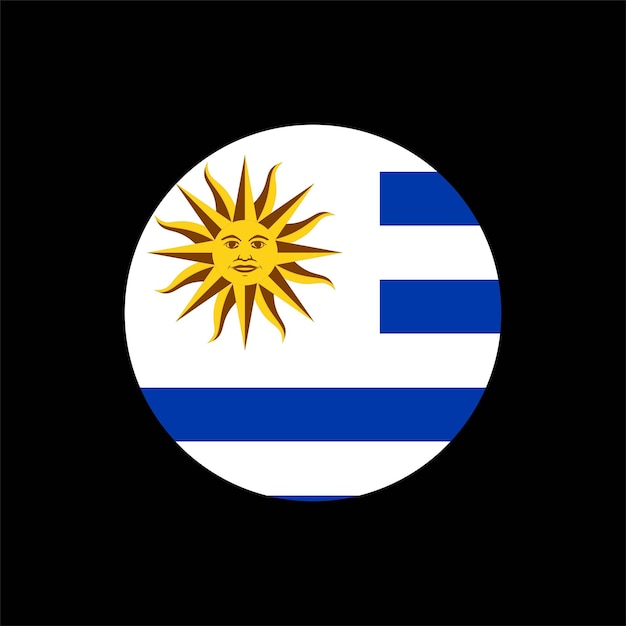 Bandera de Uruguay como icono brillante redondo Botón con bandera uruguaya